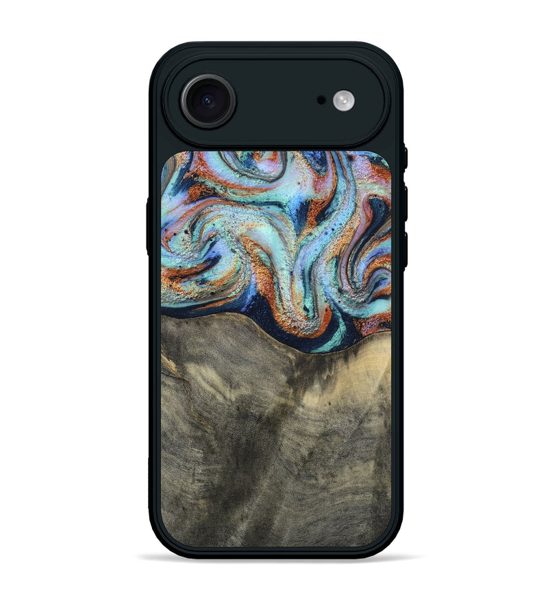 iPhone 17 Air Wood Phone Case - Mandi (Teal & Gold, 813924)