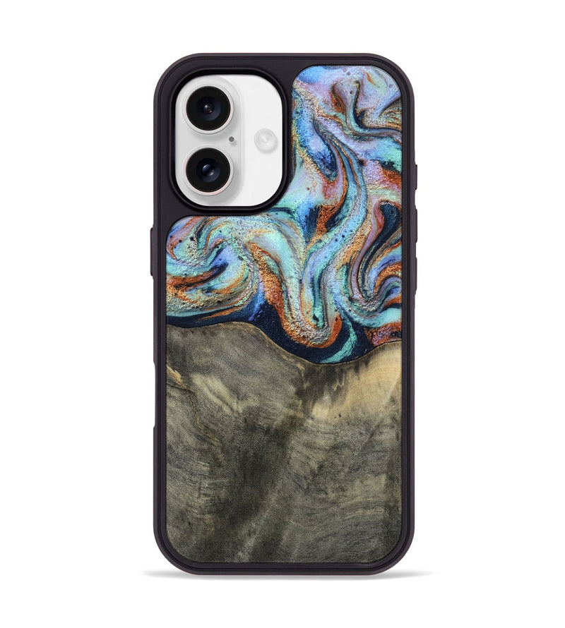 iPhone 17 Wood Phone Case - Mandi (Teal & Gold, 813924)
