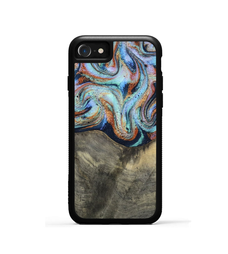 iPhone SE Wood Phone Case - Mandi (Teal & Gold, 813924)