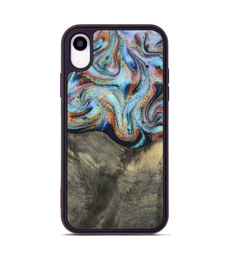 iPhone Xr Wood Phone Case - Mandi (Teal & Gold, 813924)