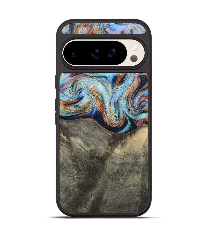 Pixel 10 Pro Wood Phone Case - Mandi (Teal & Gold, 813924)