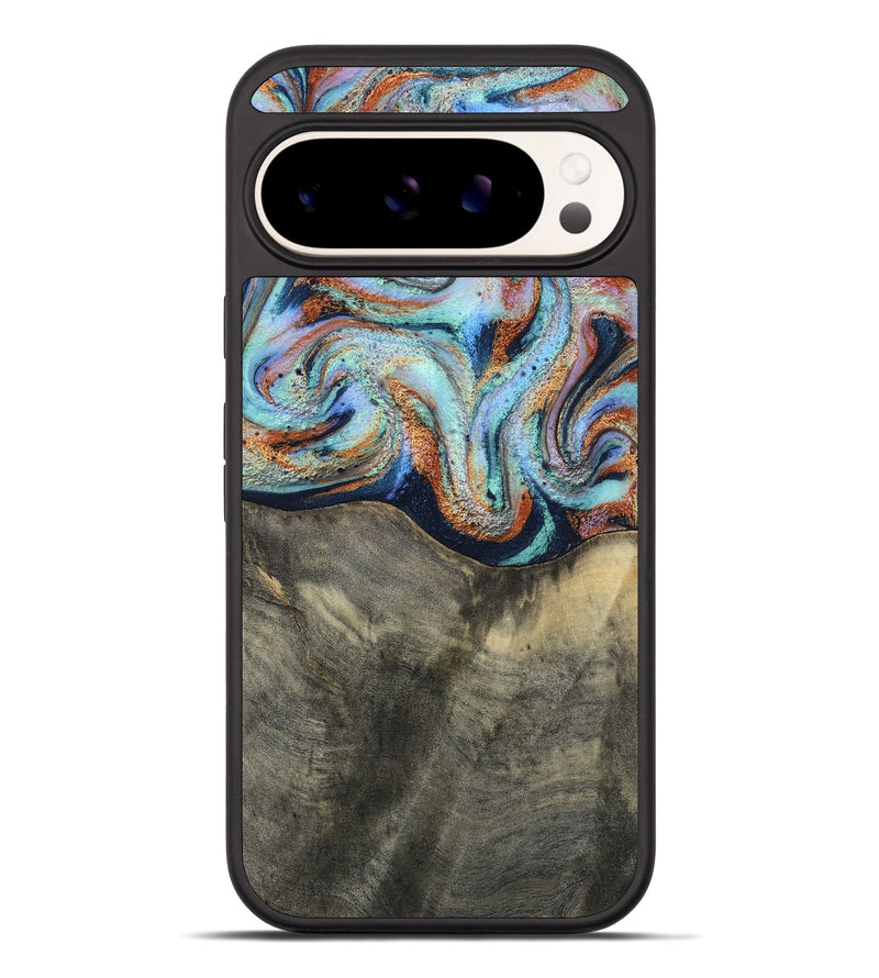 Pixel 10 Pro XL Wood Phone Case - Mandi (Teal & Gold, 813924)