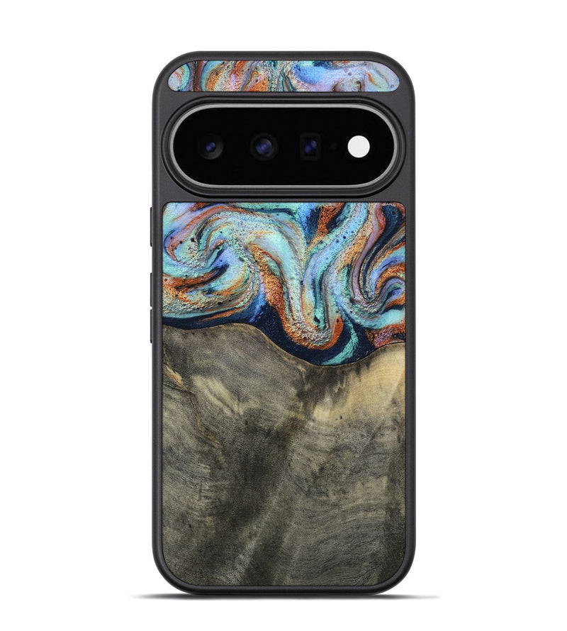 Pixel 11 Pro Wood Phone Case - Mandi (Teal & Gold, 813924)