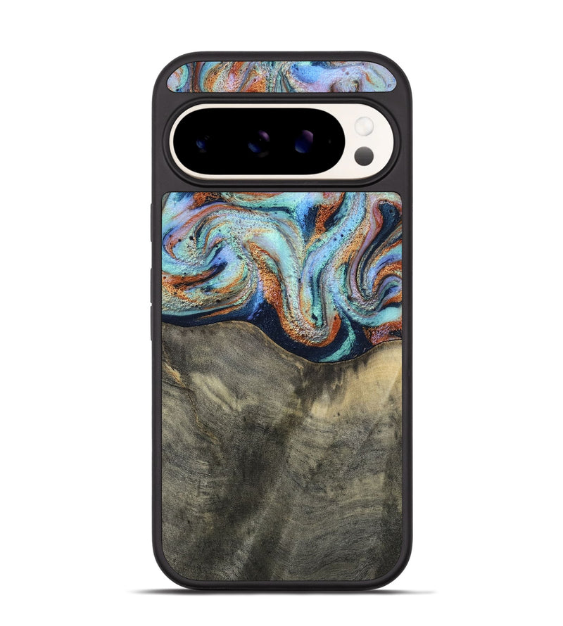 Pixel 9 Wood Phone Case - Mandi (Teal & Gold, 813924)