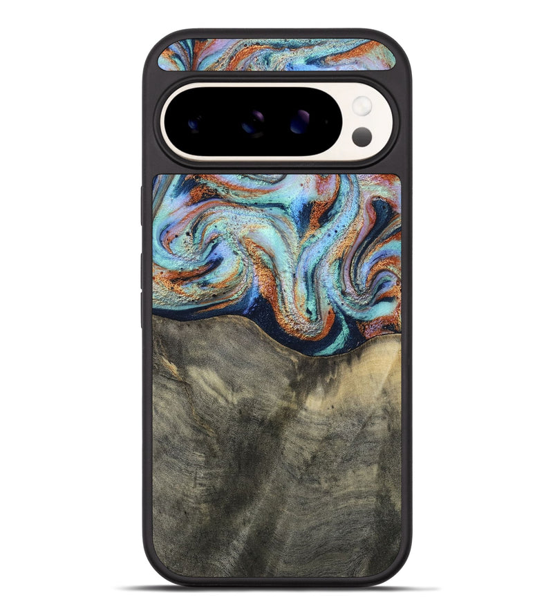 Pixel 9 Pro XL Wood Phone Case - Mandi (Teal & Gold, 813924)