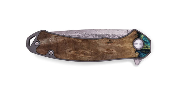 EDC Wood Pocket Knife - Reanna (Teal & Gold, 813927)