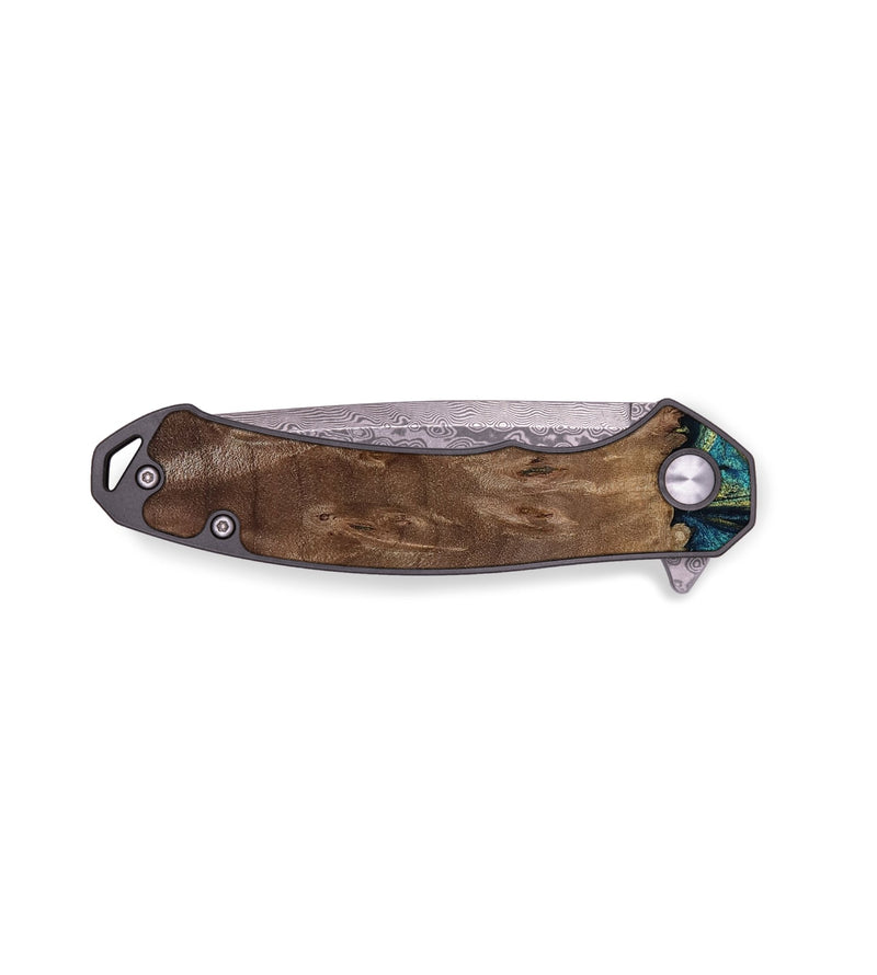 EDC Wood Pocket Knife - Reanna (Teal & Gold, 813927)