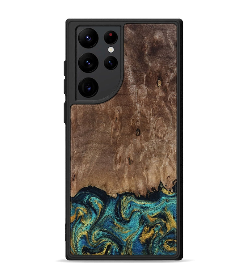 Galaxy S22 Ultra Wood Phone Case - Reanna (Teal & Gold, 813927)