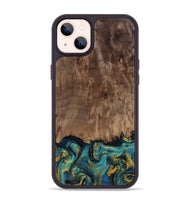 iPhone 14 Plus Wood Phone Case - Reanna (Teal & Gold, 813927)