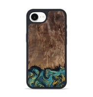 iPhone 16e Wood Phone Case - Reanna (Teal & Gold, 813927)