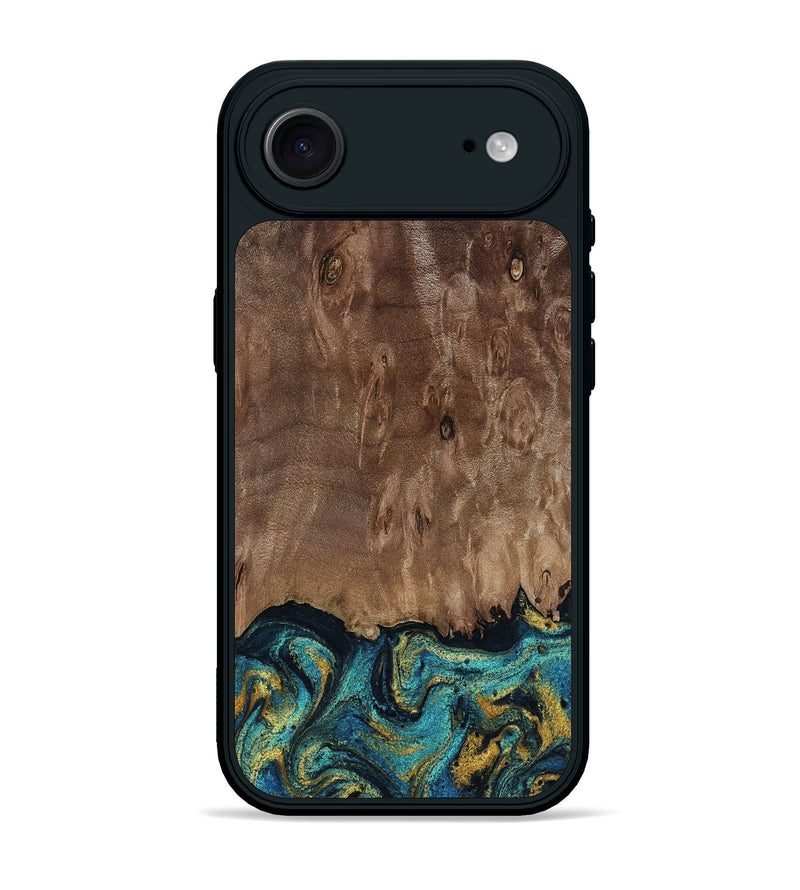 iPhone 17 Air Wood Phone Case - Reanna (Teal & Gold, 813927)