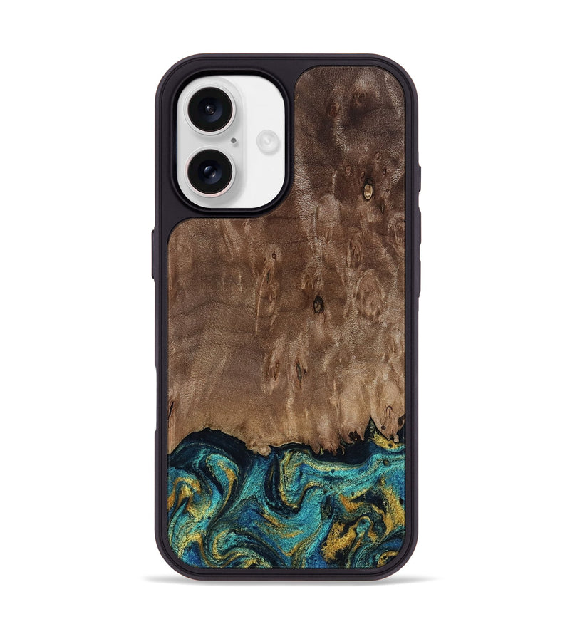 iPhone 17 Wood Phone Case - Reanna (Teal & Gold, 813927)