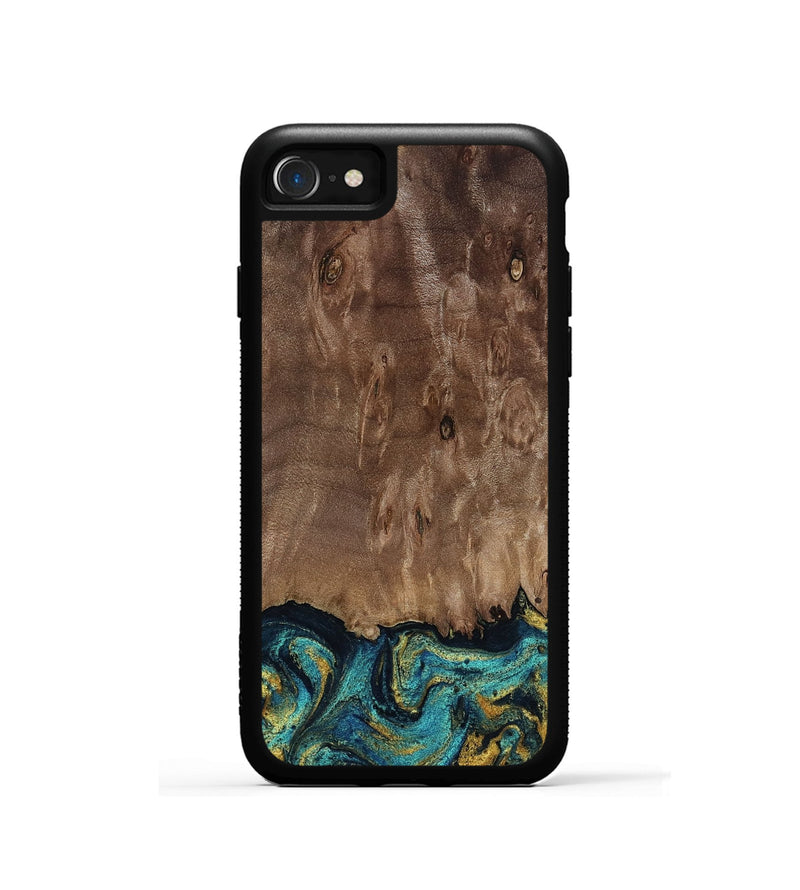iPhone SE Wood Phone Case - Reanna (Teal & Gold, 813927)