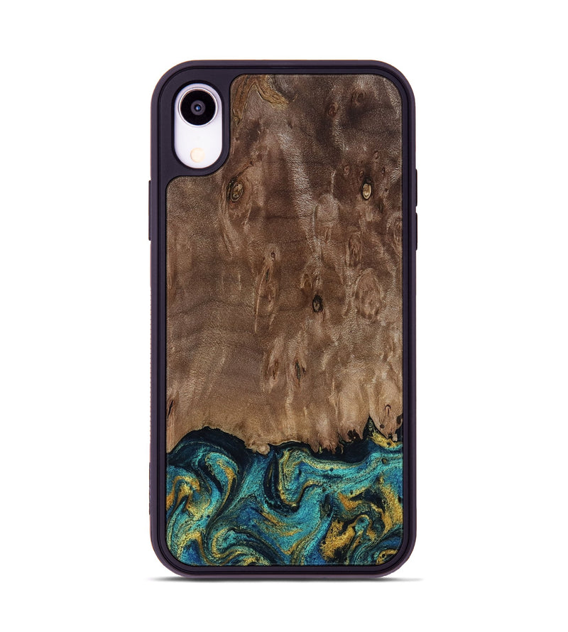 iPhone Xr Wood Phone Case - Reanna (Teal & Gold, 813927)