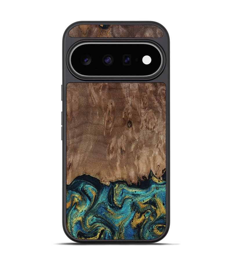 Pixel 11 Pro Wood Phone Case - Reanna (Teal & Gold, 813927)