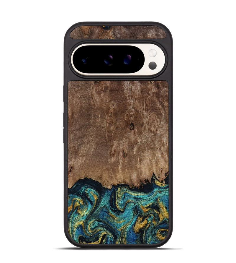 Pixel 9 Pro Wood Phone Case - Reanna (Teal & Gold, 813927)