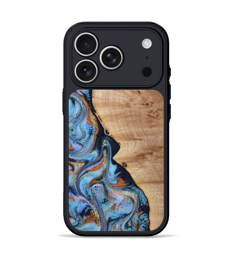 iPhone 17 Pro Wood Phone Case - Kami (Teal & Gold, 813928)