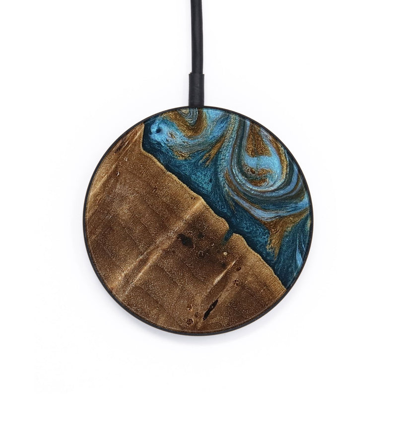 Circle Wood Wireless Charger - Vena (Teal & Gold, 813929)