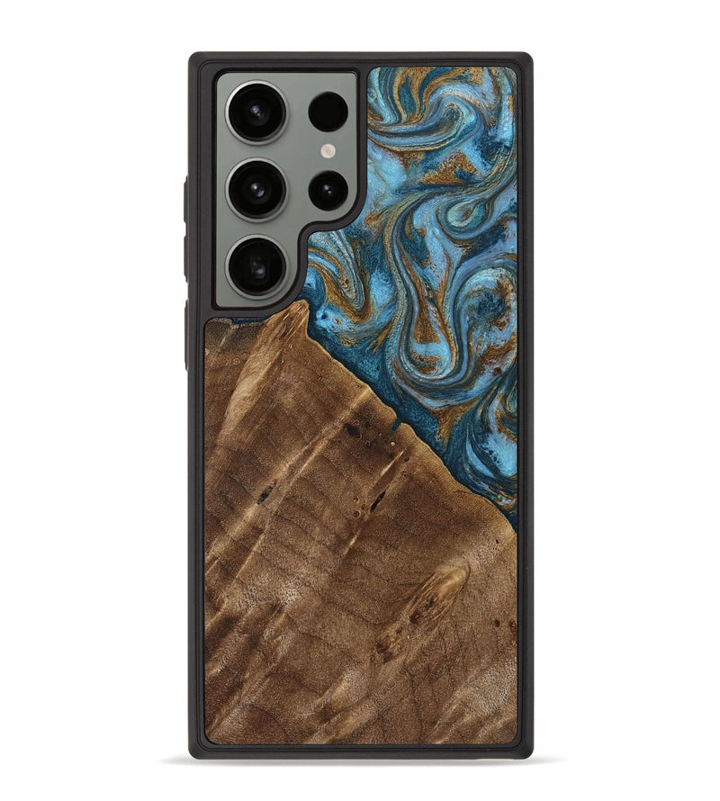 Galaxy S23 Ultra Wood Phone Case - Vena (Teal & Gold, 813929)