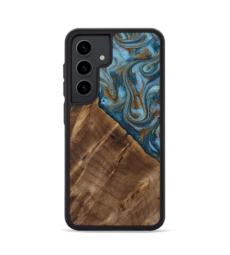 Galaxy S24 Wood Phone Case - Vena (Teal & Gold, 813929)