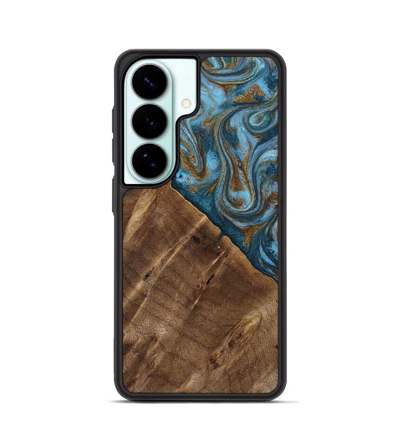 Galaxy S26 Wood Phone Case - Vena (Teal & Gold, 813929)