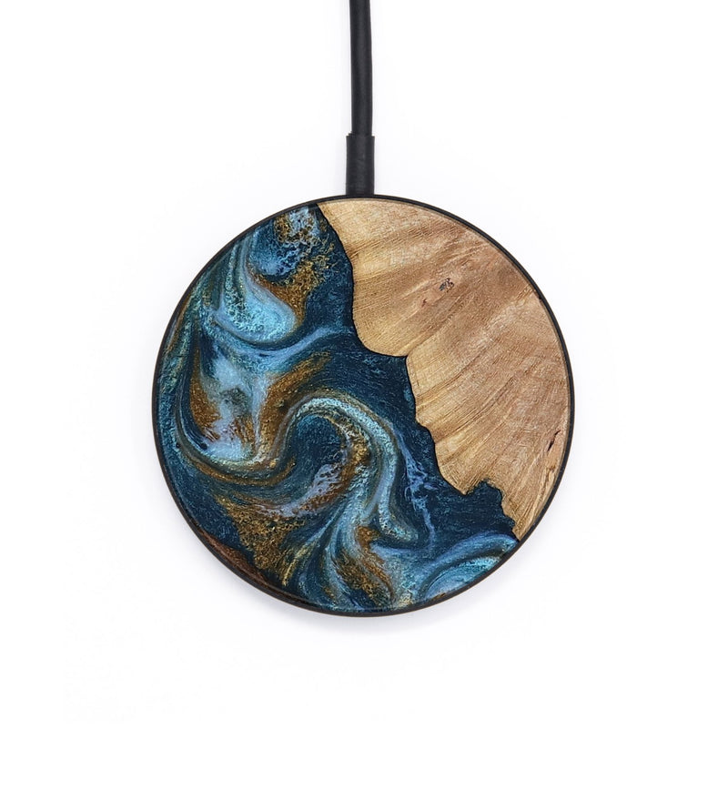 Circle Wood Wireless Charger - Lelia (Teal & Gold, 813932)