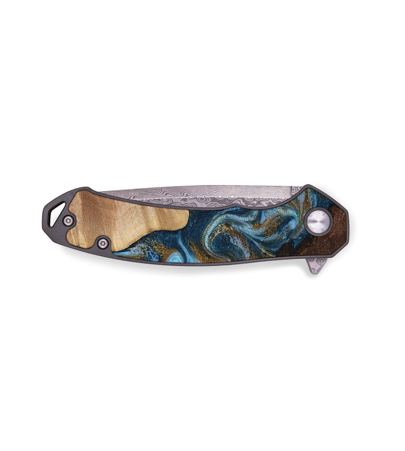 EDC Wood Pocket Knife - Lelia (Teal & Gold, 813932)