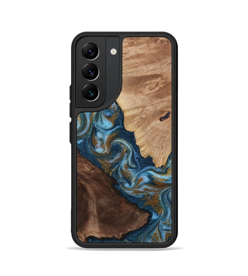 Galaxy S22 Wood Phone Case - Lelia (Teal & Gold, 813932)