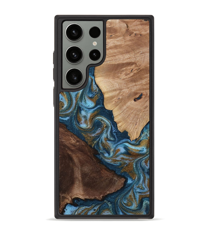 Galaxy S23 Ultra Wood Phone Case - Lelia (Teal & Gold, 813932)