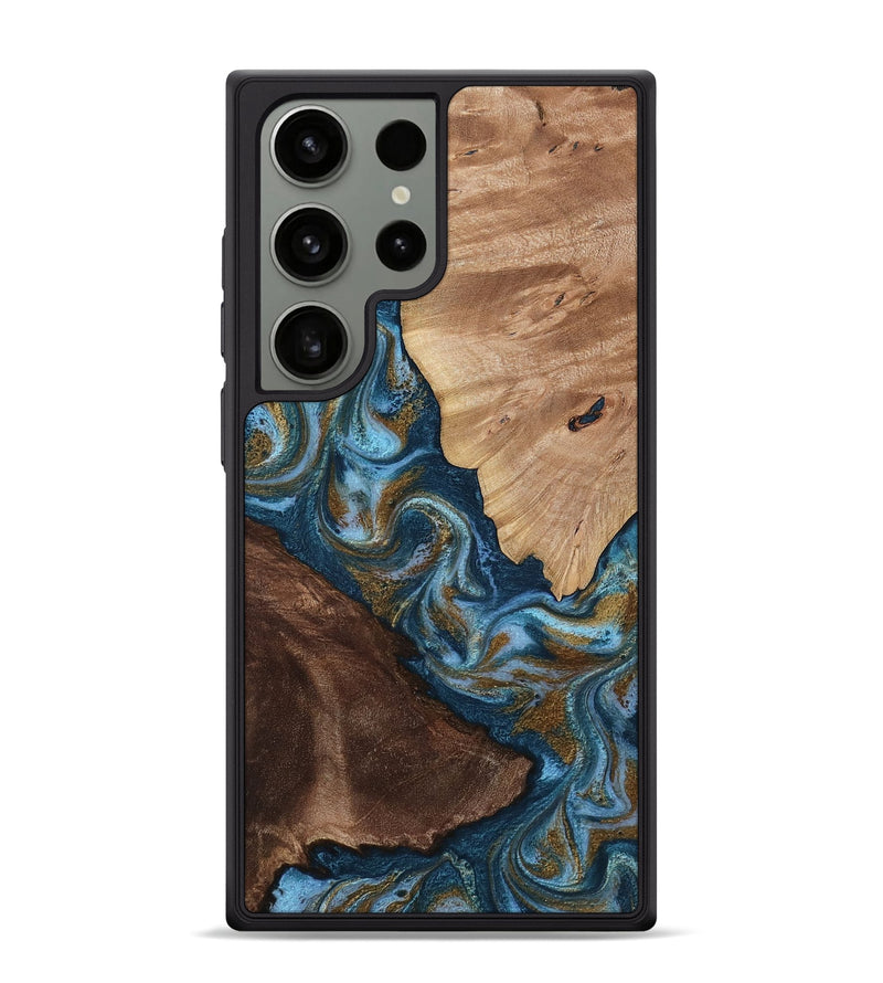 Galaxy S24 Ultra Wood Phone Case - Lelia (Teal & Gold, 813932)