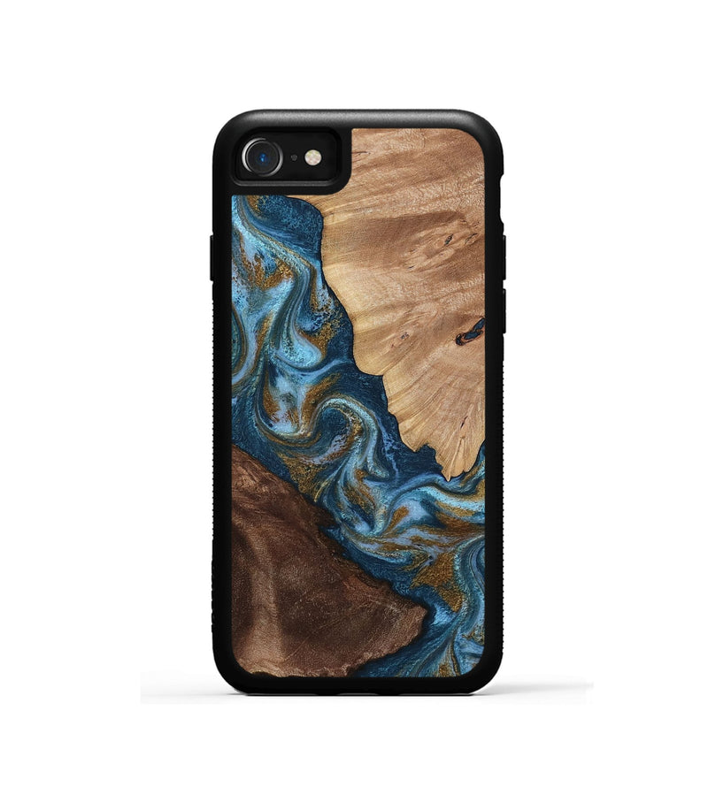iPhone SE Wood Phone Case - Lelia (Teal & Gold, 813932)