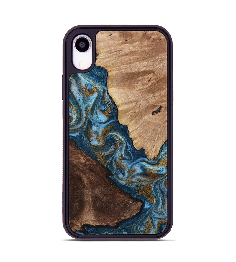 iPhone Xr Wood Phone Case - Lelia (Teal & Gold, 813932)