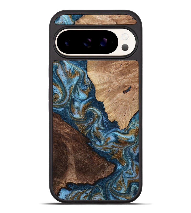 Pixel 10 Pro XL Wood Phone Case - Lelia (Teal & Gold, 813932)
