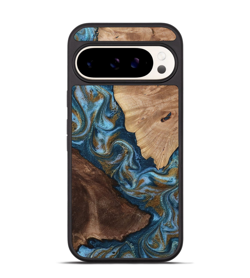 Pixel 9 Wood Phone Case - Lelia (Teal & Gold, 813932)