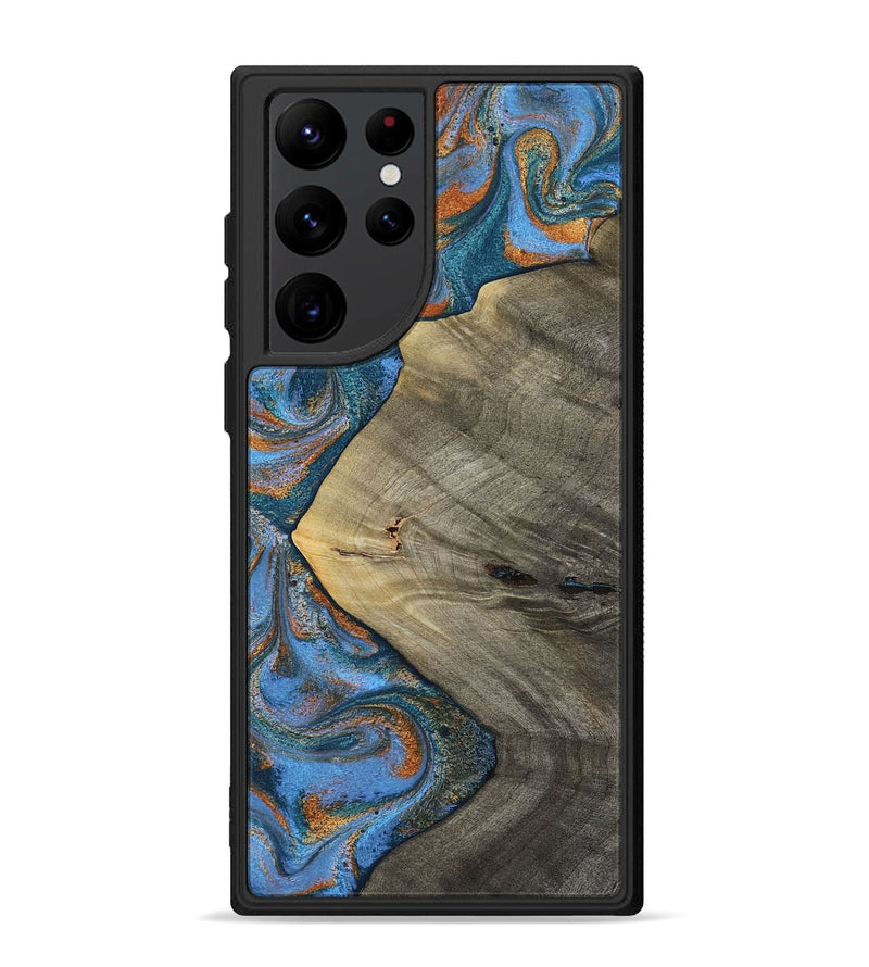 Galaxy S22 Ultra Wood Phone Case - Waverly (Teal & Gold, 813933)