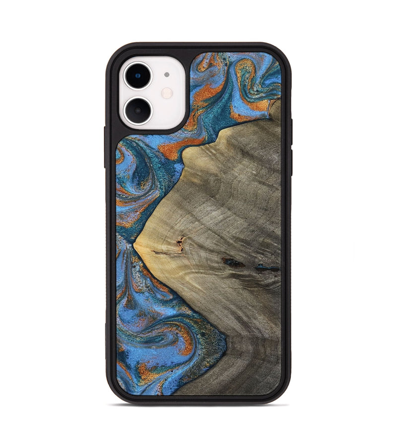 iPhone 11 Wood Phone Case - Waverly (Teal & Gold, 813933)