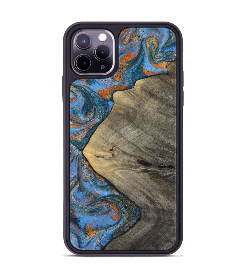 iPhone 11 Pro Max Wood Phone Case - Waverly (Teal & Gold, 813933)