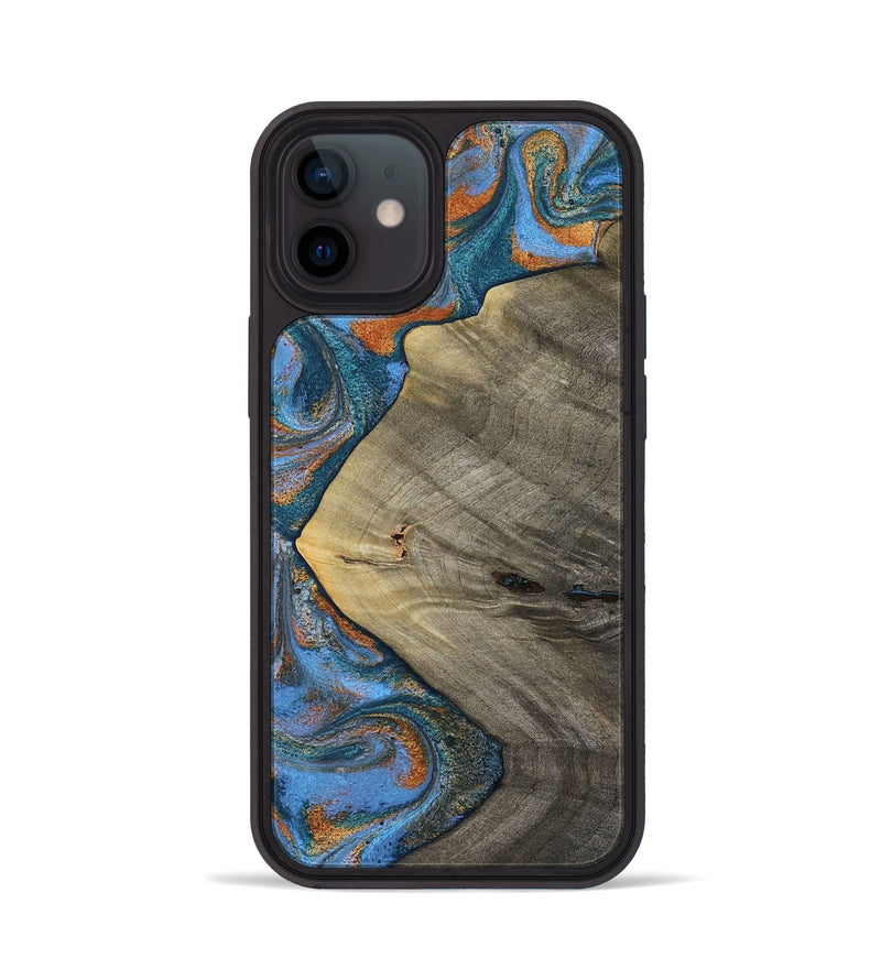 iPhone 12 Wood Phone Case - Waverly (Teal & Gold, 813933)