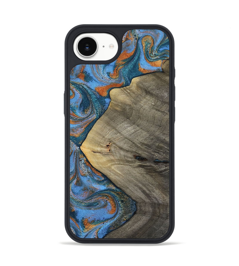 iPhone 16e Wood Phone Case - Waverly (Teal & Gold, 813933)