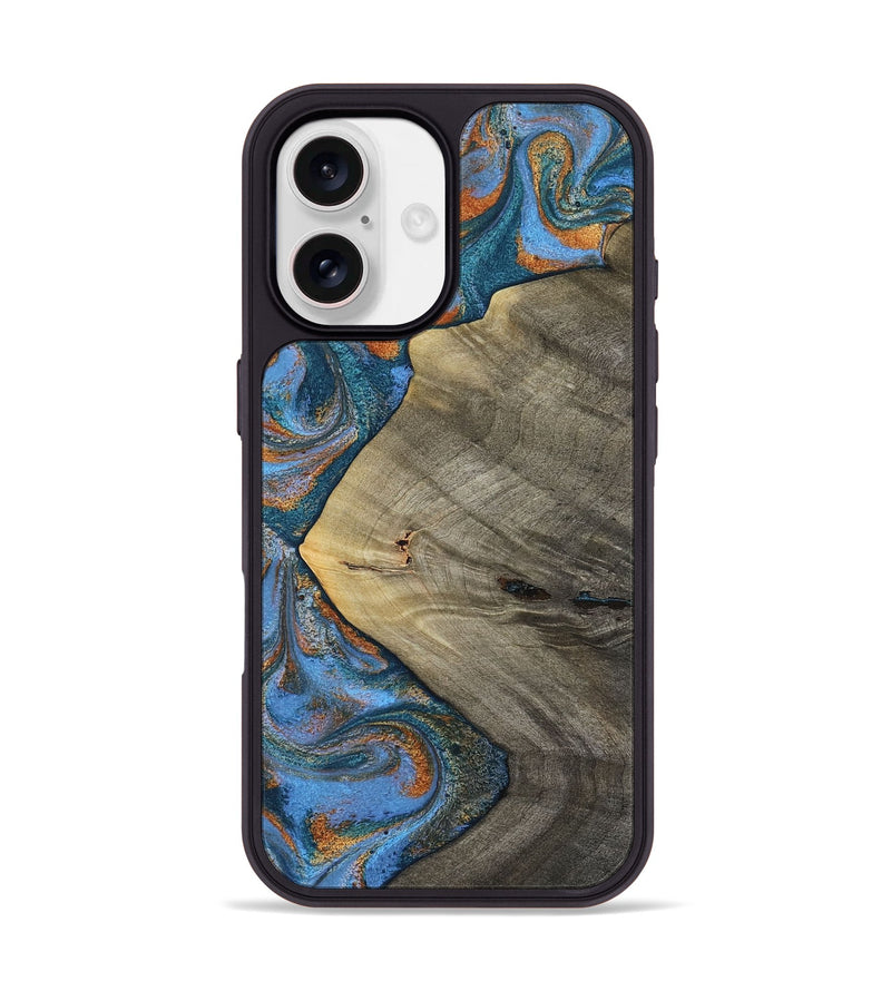 iPhone 17 Wood Phone Case - Waverly (Teal & Gold, 813933)