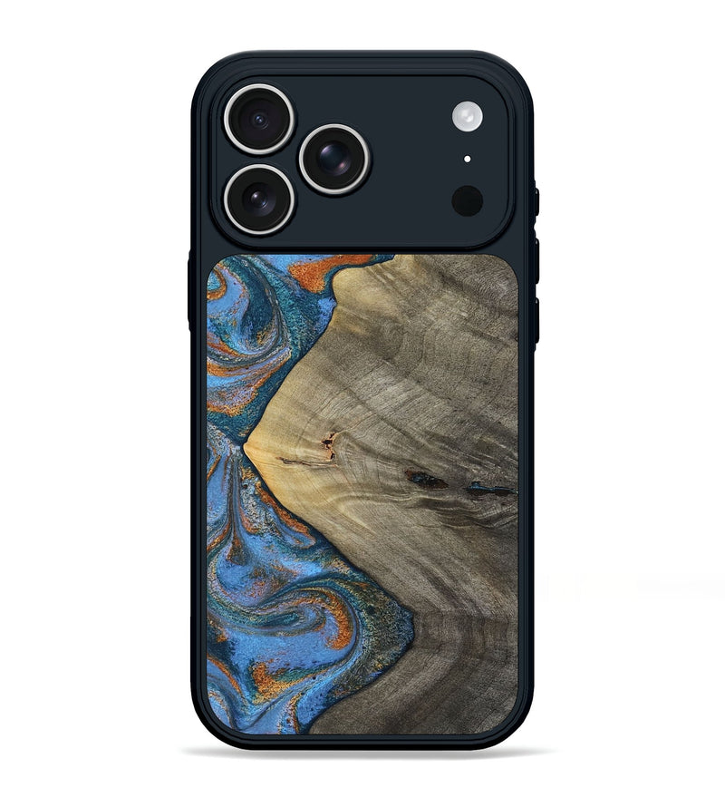 iPhone 17 Pro Max Wood Phone Case - Waverly (Teal & Gold, 813933)