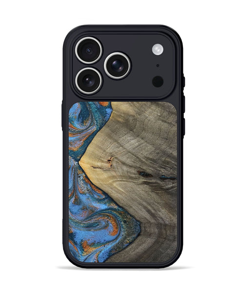 iPhone 17 Pro Wood Phone Case - Waverly (Teal & Gold, 813933)