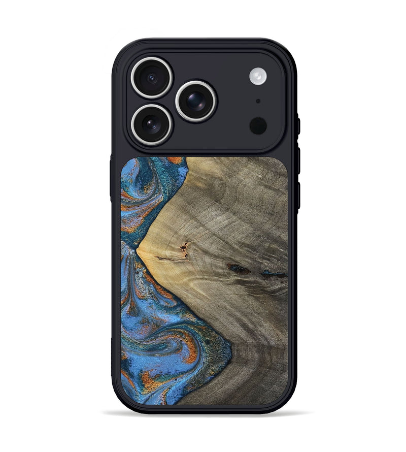 iPhone 17 Pro Wood Phone Case - Waverly (Teal & Gold, 813933)
