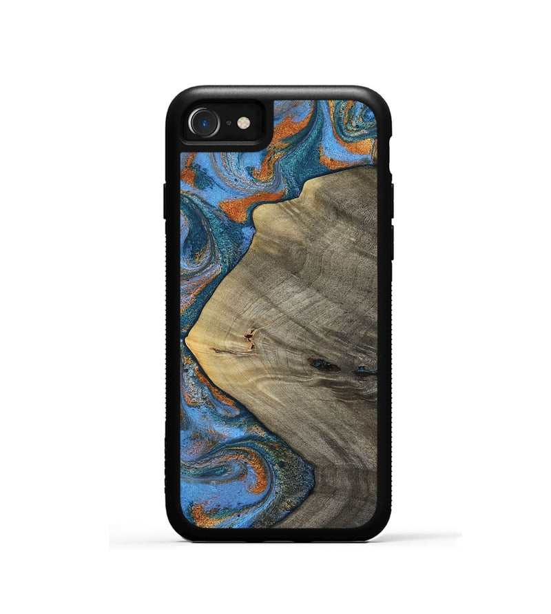 iPhone SE Wood Phone Case - Waverly (Teal & Gold, 813933)