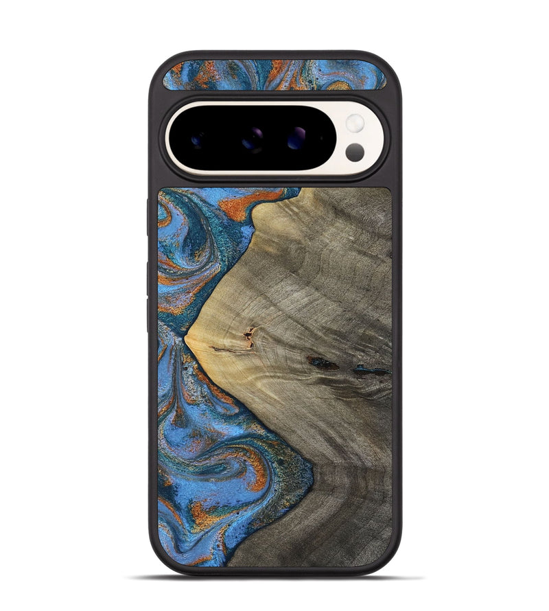 Pixel 9 Wood Phone Case - Waverly (Teal & Gold, 813933)