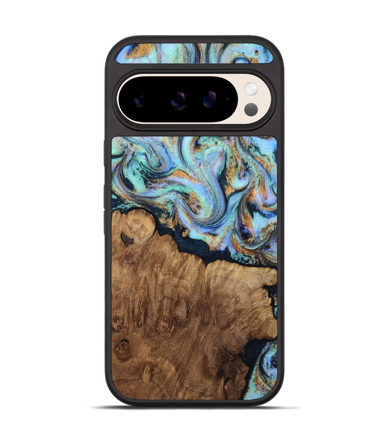 Pixel 10 Pro Wood Phone Case - Tad (Teal & Gold, 813955)