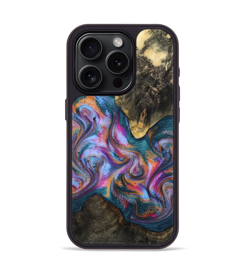 iPhone 15 Pro Wood Phone Case - Docia (Blue, 814107)