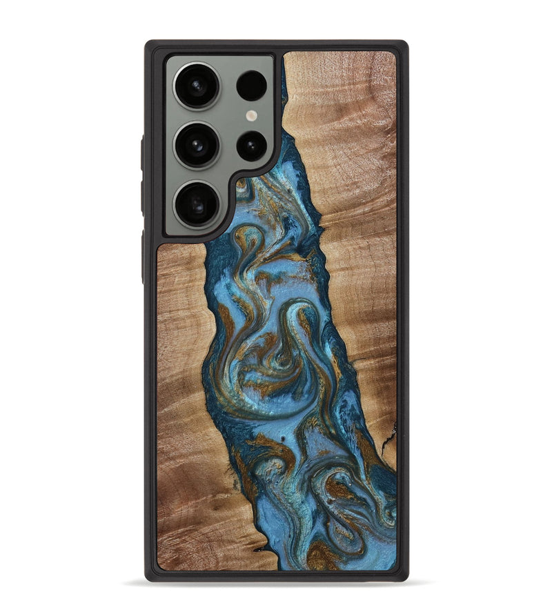 Galaxy S23 Ultra Wood Phone Case - Milford (Teal & Gold, 814111)
