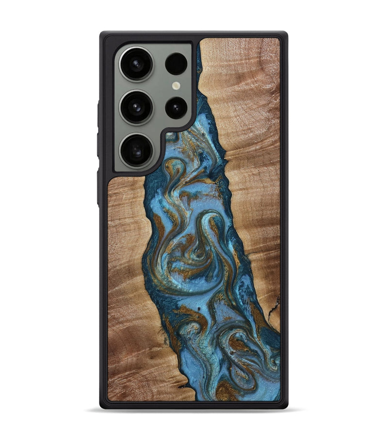 Galaxy S24 Ultra Wood Phone Case - Milford (Teal & Gold, 814111)
