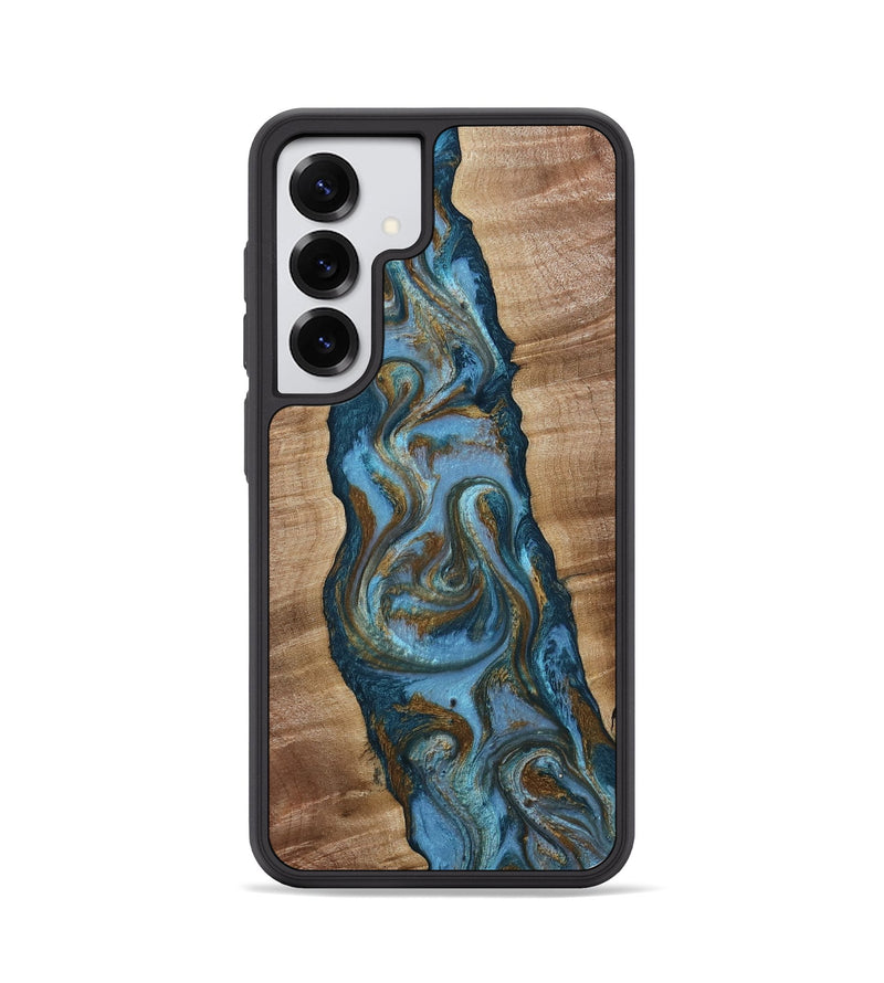 Galaxy S25 Wood Phone Case - Milford (Teal & Gold, 814111)